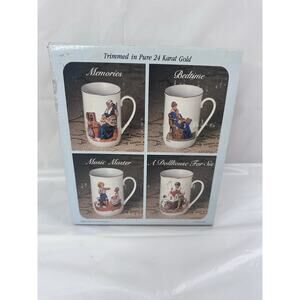 “Norman Rockwell" Classic Coffee Tea Mug Set 4/Cup,Collector Set